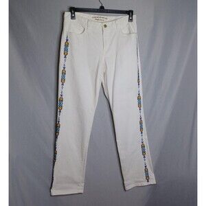 Lauren Jeans Co Ralph Lauren Pants Womens 10 White Modern Slim Embroidered Boho